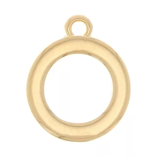 Pendente tondo scavato 17x14 mm - Dorato con oro fine x1