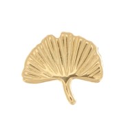 Passante Ginkgo 9x8 mm per lacci 5 mm - Dorato oro fine x1