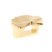 Passante Ginkgo 9x8 mm per lacci 5 mm - Dorato oro fine x1