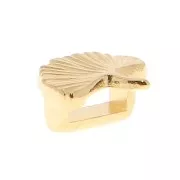 Passante Ginkgo 9x8 mm per lacci 5 mm - Dorato oro fine x1