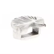 Passante Ginkgo 9x8 mm per lacci 5 mm - placcatura argento fino anticato x1