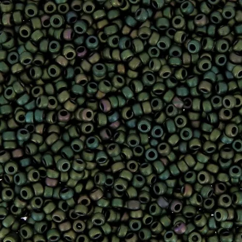Rocaille Miyuki 15/0 2066 - Mat Metallic Dark Green Iris x8g