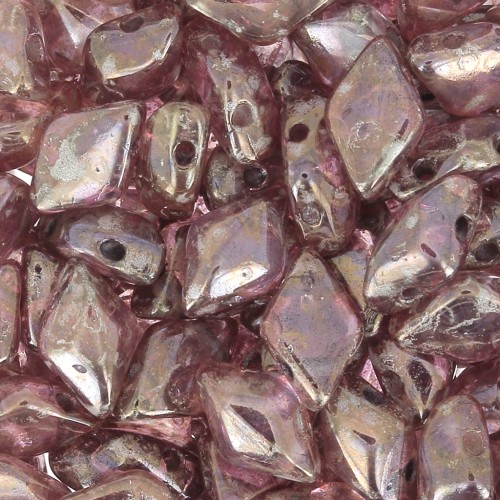 Perline in vetro Gemduo 2 fori 8x5 mm Crystal Gleam Green Glaze x10g