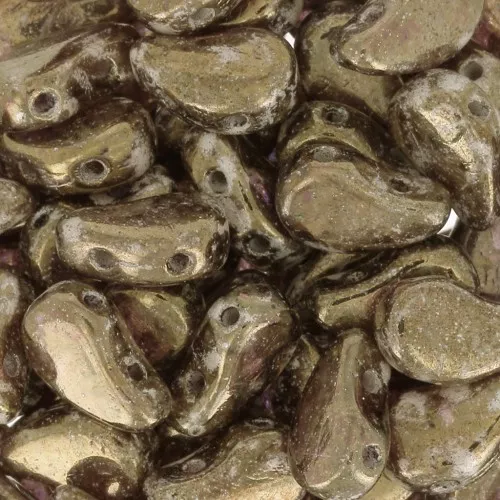 Perline in vetro 2 fori Paisley Duo 9x5.5 mm Crystal Gleam Spread Glaze x10g
