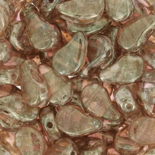 Perline in vetro 2 fori Paisley Duo 9x5.5 mm Crystal Gleam Lila Glaze x10g