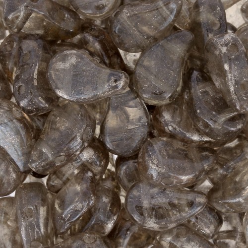 Perline in vetro 2 fori Paisley Duo 9x5.5 mm Crystal Gleam White Glaze x10g