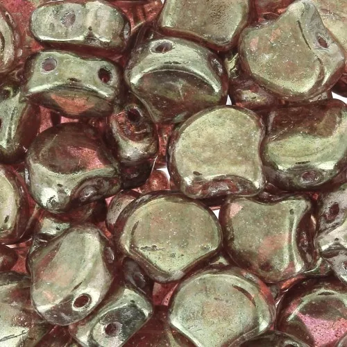 Perline in vetro Ginko Duo 2 fori 7.5x7.5 mm Crystal Gleam Red Glaze x10g