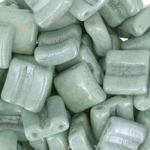 Perline in vetro Fixer 2 fori 8x8 mm Opaque Green Ceramic Look x10g