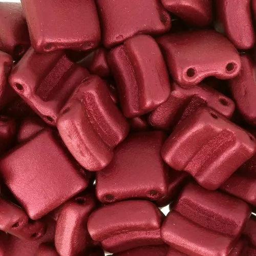 Perline in vetro Fixer 2 fori 8x8 mm Red Metallic Mat x10g