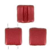 Perline in vetro Fixer 2 fori 8x8 mm Red Metallic Mat x10g