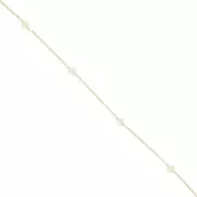 Catena maglia Forzatina perle imitazione madreperla 4.5mm Gold filled bianco x20cm