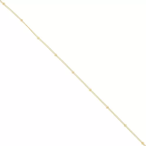 Catena maglia Gourmette alternata (1x2) perle tonde 2 mm in Gold filled x 50cm