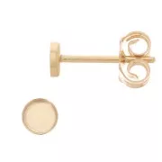Orecchini a perno rotondi portacabochon 3 mm - Gold Filled x2