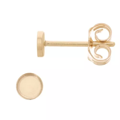 Orecchini a perno rotondi portacabochon 3 mm - Gold Filled x2