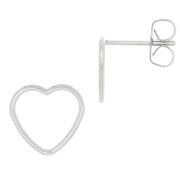 Orecchini a perno cuore scavato 9x10 mm in Argento 925 x2