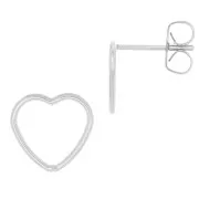 Orecchini a perno cuore scavato 9x10 mm in Argento 925 x2