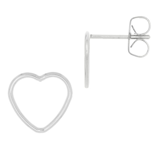 Orecchini a perno cuore scavato 9x10 mm in Argento 925 x2