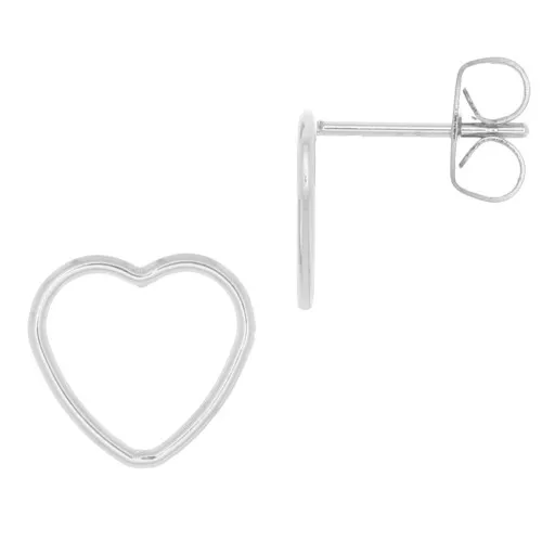 Orecchini a perno cuore scavato 9x10 mm in Argento 925 x2
