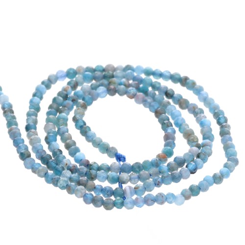 Perle sfaccettate rotonde da 2 mm in pietra semipreziosa - Apatite x37cm