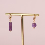 Perle tubi in pietra gemma 15x5 mm - Ametista x5