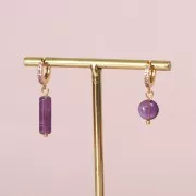 Perle tubi in pietra gemma 15x5 mm - Ametista x5