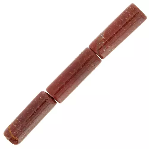 Perle tubi in pietra gemma 15x5 mm - Diaspro rosso x5