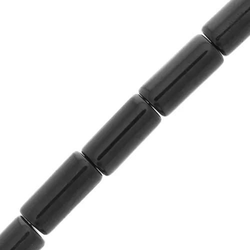 Perle tubi in pietra gemma 10x5 mm - Onice nero x5