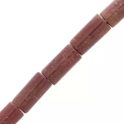 Perle tubi in pietra gemma 10x5 mm - Diaspro rosso x5