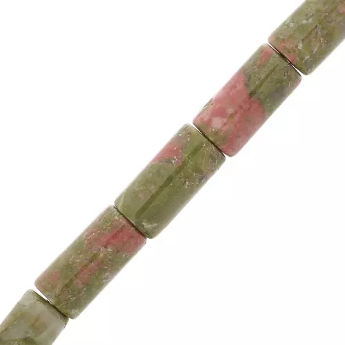 Perle tubi in pietra gemma 10x5 mm - Unakite x5