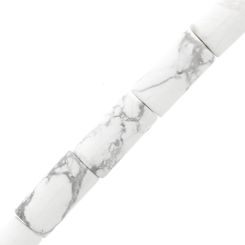 Perle tubi in pietra gemma 10x5 mm - Howlite x5