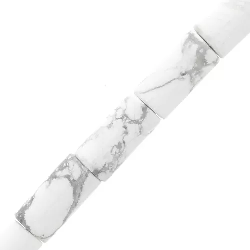 Perle tubi in pietra gemma 10x5 mm - Howlite x5