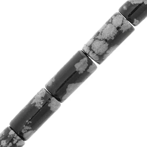 Perle tubi in pietra gemma 10x5 mm - Obisidiana maculata x5