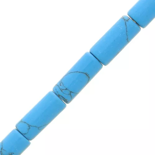 Perle tubi in pietra gemma tinte 10x5 mm - imitazione turchese x5