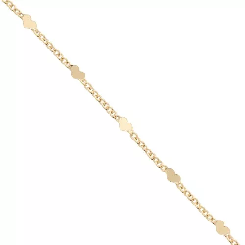 Catena maglia Forzatina alternata cuore 2.05 mm - Placcato oro 3 micron x50cm