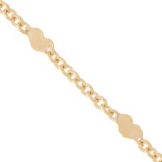 Catena maglia Forzatina alternata cuore 2.05 mm - Placcato oro 3 micron x50cm