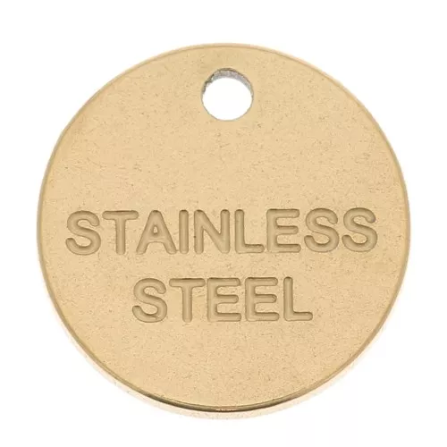 Zecchino tondo inciso Stainless Steel 10 mm - Acciaio inossidabile 304 Dorato x1