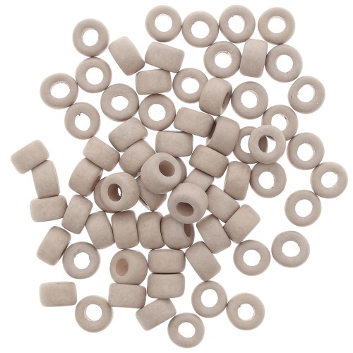 Perle tubi stile Heishi in ceramica 9x5.5 mm - Marrone chiaro mat x20