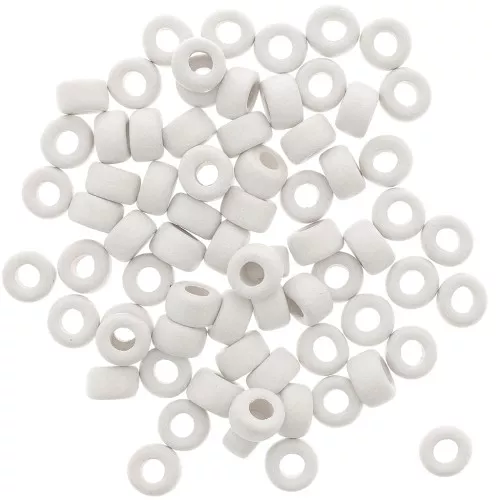 Perle tubi stile Heishi in ceramica 9x5.5 mm - Bianco mat x20