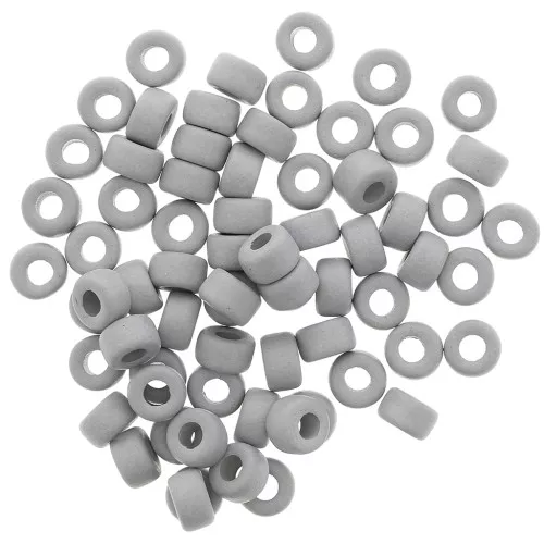 Perle tubi stile Heishi in ceramica 9x5.5 mm - Grigio mat x20