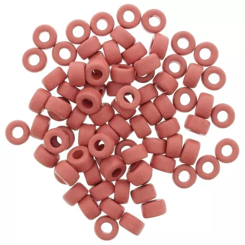 Perle tubi stile Heishi in ceramica 9x5.5 mm - Dark arancione mat x20
