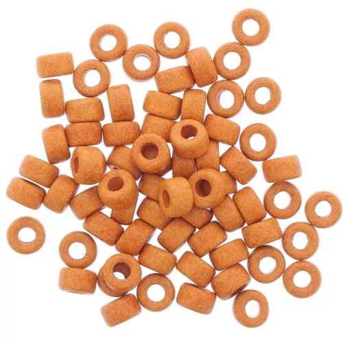 Perle tubi stile Heishi in ceramica 9x5.5 mm - Mostarda mat x20