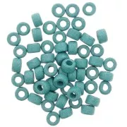 Perle tubi stile Heishi in ceramica 9x5.5 mm - Light Petrol mat x20
