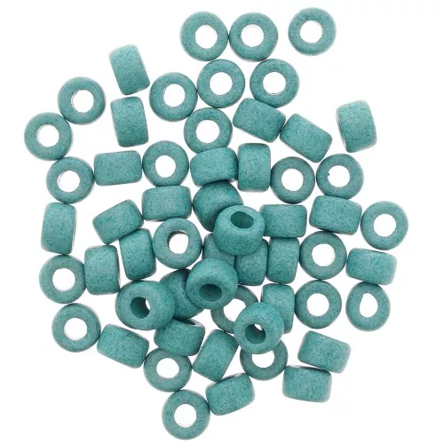 Perle tubi stile Heishi in ceramica 9x5.5 mm - Light Petrol mat x20