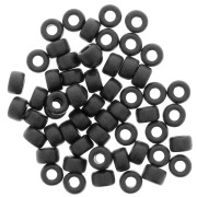 Perle tubi stile Heishi in ceramica 9x5.5 mm - Nero mat x20|raw }}
