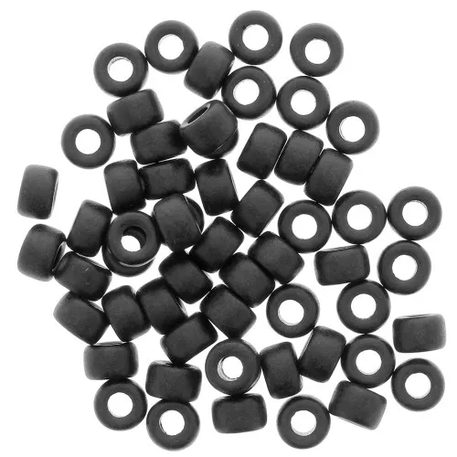 Perle tubi stile Heishi in ceramica 9x5.5 mm - Nero mat x20