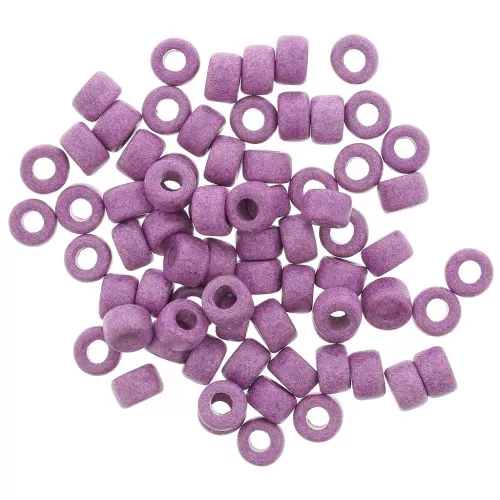 Perle tubi stile Heishi in ceramica 9x5.5 mm - Porpora mat x20
