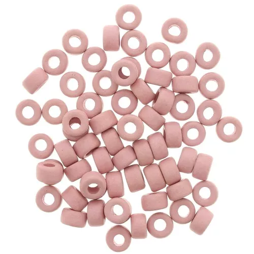 Perle tubi stile Heishi in ceramica 9x5.5 mm - Rosa antico mat x20