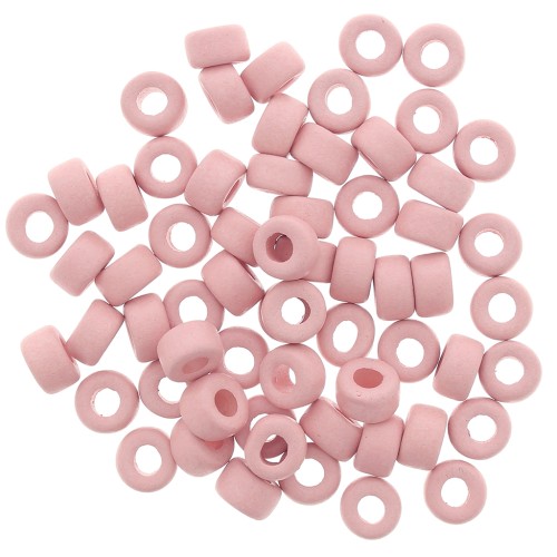 Perle tubi stile Heishi in ceramica 9x5.5 mm - Rosa mat x20