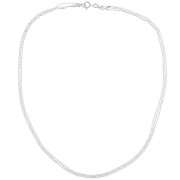 Collana triplo filo maglia forzatina perle cubi 1.2mm Argento 925 x42 cm|raw }}