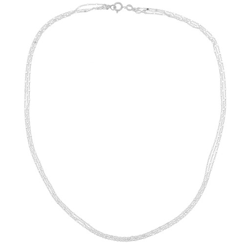 Collana triplo filo maglia forzatina perle cubi 1.2mm Argento 925 x42 cm
